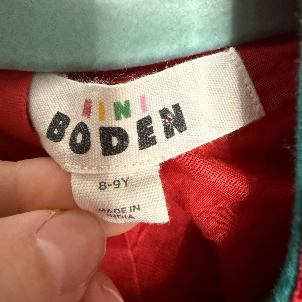 Mini Boden Red Velvet Dress with Embroidered Bunnies - Picture 3 of 3